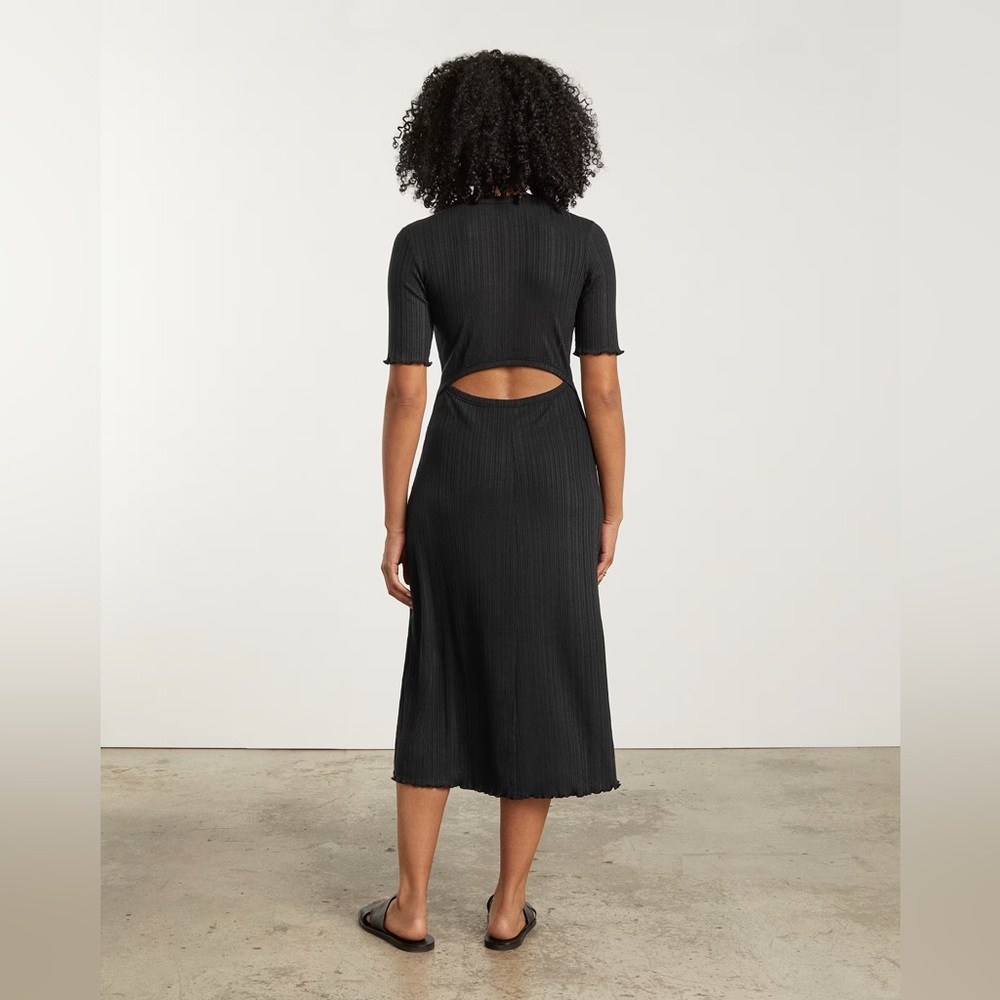 NWT Everlane The Open Back Rib Dress in Black Size: L